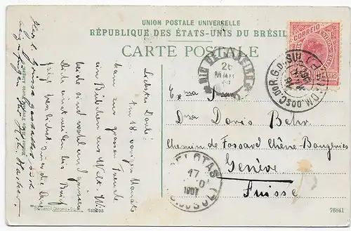 photo post card Tristeza, Porto Alegre 1901 to Genf/Switzerland, Esel