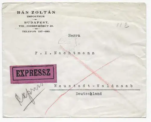 Express Budapest nach Neustadt-Waldnaab, 1938