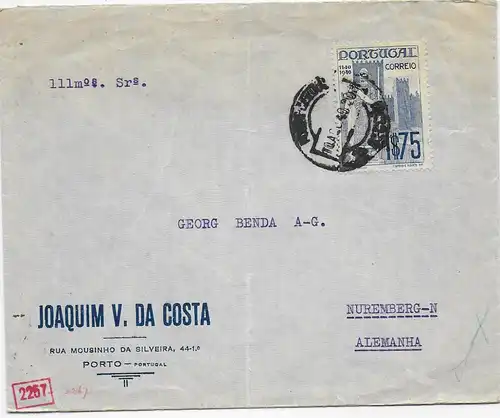 Brief aus Porto nach Nürnberg, 1940, Zensur