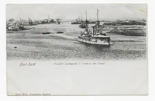 picture post card Port-Said mit Schiffen