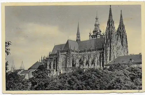 Ansichtskarte Prag St. Veitsdom, Feldpost nach Leinfelden 1940