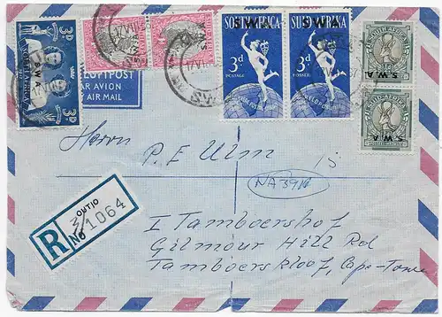 Einschreiben Outjo nach Cape Town über Windhoek, 1967