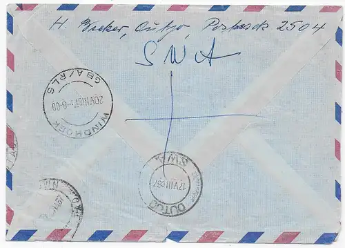 Einschreiben Outjo nach Cape Town über Windhoek, 1967