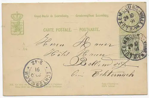Luxembourg 1891 nach Echternach