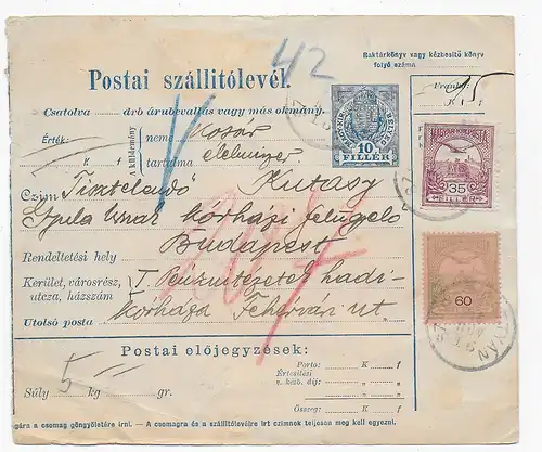 Paketkarte 1916 Ungarn