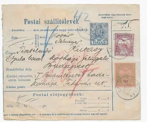 Paketkarte 1916 Ungarn