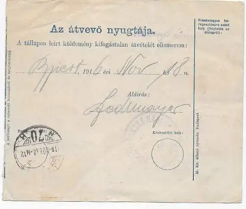 Paketkarte 1916 Ungarn