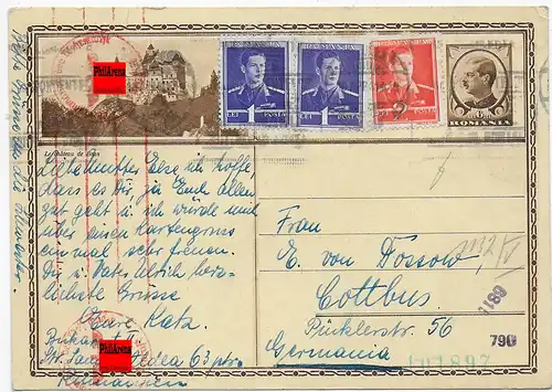 Post card Bukarest 1941 to Cottbus, OKW Zensur
