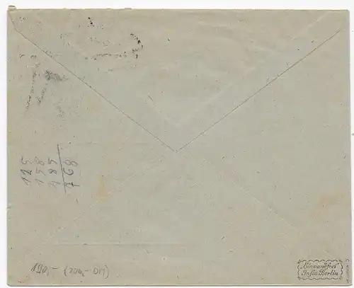 Brief Porzellan Waldenborg 1920 nach Gottesberg, MiNr. 103c, Infla + BPP geprüft