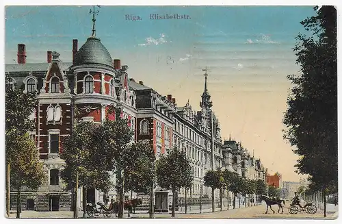Ansichtskarte Riga, Commerzbank nach Bad Tölz, 1910