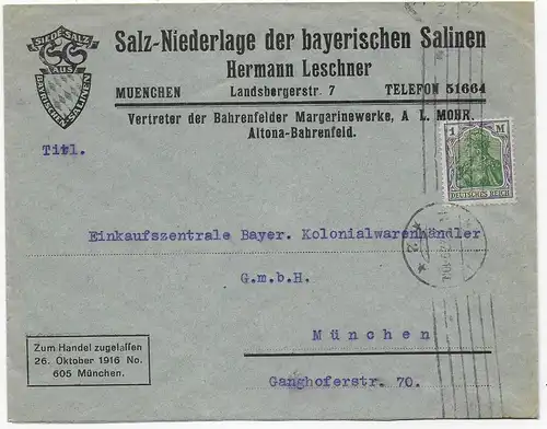 Saline/Salz München 1922, Ortsbrief