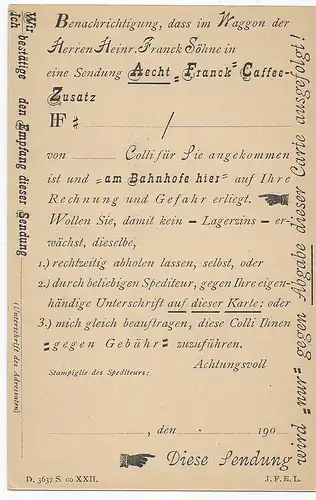 Postkarte mit rücks. Kaffee Werbung auf Deutsch, 190x