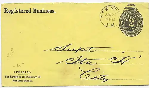 Post office business, Registered business, New York 