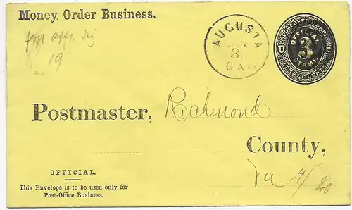 Post office business, Registered business, Augusta to Richmond VA