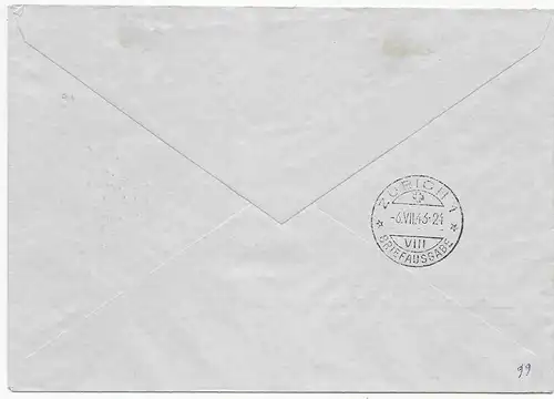 Einschreiben Schaan, 1943, MiNr. 214-217 nach Zürich