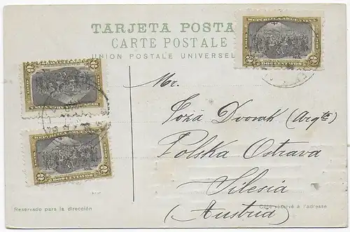 Picture Post card Estatua Sarmiento, Buenos Aires to Austria-Silesia