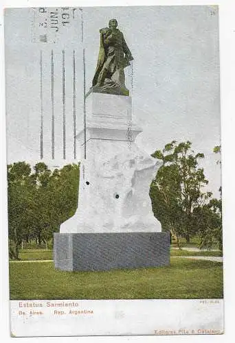 Picture Post card Estatua Sarmiento, Buenos Aires to Austria-Silesia