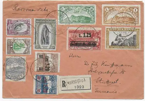 Einschreiben San Marino 1938 nach Stuttgart