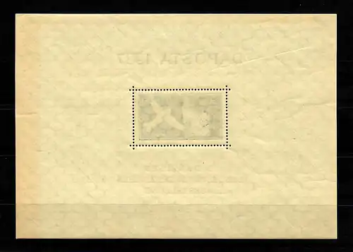 DAPOSTA 1937, Block, **, postfrisch, etwas bügig: PUNKT unter "T"