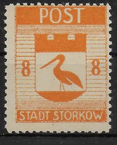 Stadt Storkow, MiNr. 13, postfrisch, ** Abklatsch