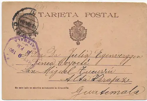 post card from Spain to Guatemala 