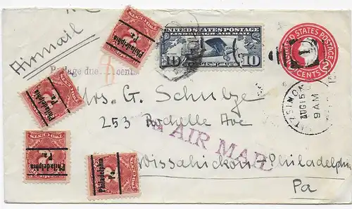 Air mail Philadelphia 1927, Taxe: Postage due 8 cents