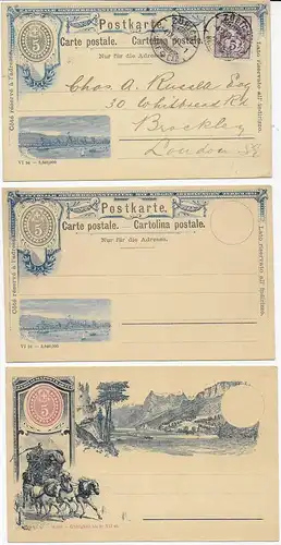 3x Postkarte um 1894