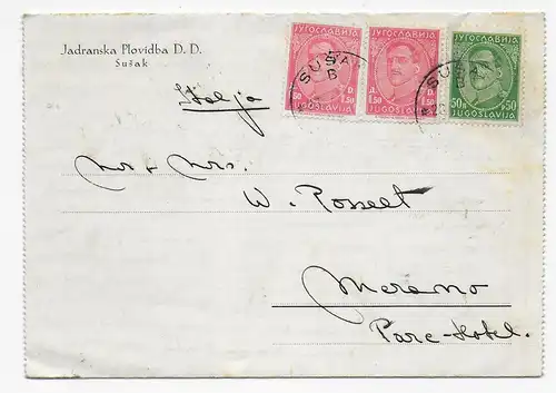 Ansichtkarte Schiff Merano-Bolzano 1934 von Susak nach Merano, Klappkarte