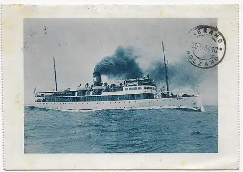 Ansichtkarte Schiff Merano-Bolzano 1934 von Susak nach Merano, Klappkarte