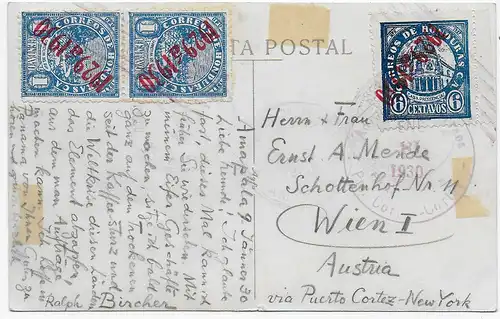 Foto Karte Honduras nach Wien, 1930