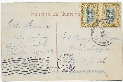 Ansichtskarte Entrada a Livingston, Guatemala, 1911 nach Bielefeld