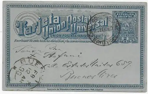 Post card Montevideo nach Buenos Aires 1899