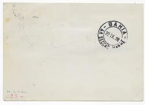 Antwort Postkarte Luftpost Bahia nach Hamburg. BraPex 1938