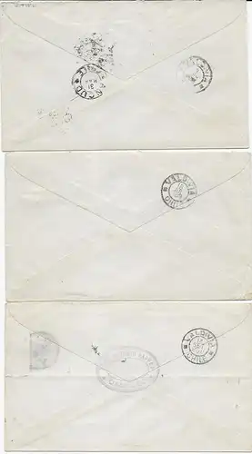 9x Ganzsachen Umschläge, versch. Orte nach Valdivia um 1900