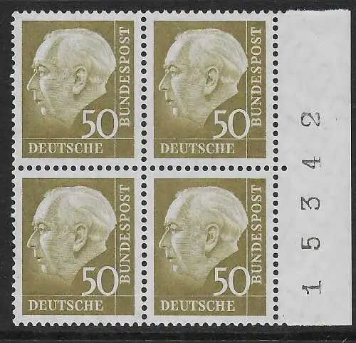 Bund: MiNr. 261, postfrisch, **, Bogennummer