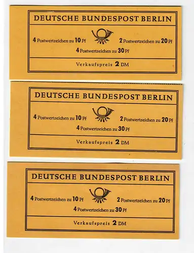 Berlin: MiNr. MH 5a, 5b, 5c, postfrisch, **