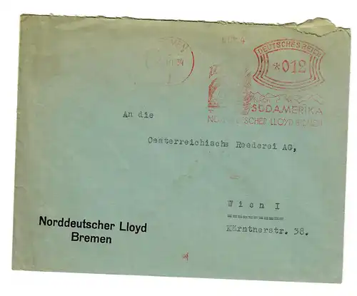 Freistempel Norddeutscher Lloyd, Bremein: Südamerika Fahrt 1934