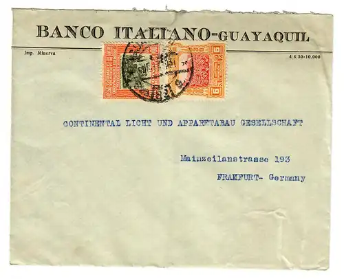 Banco Italiano Guayaquil  1931 nach Frankfurt / M