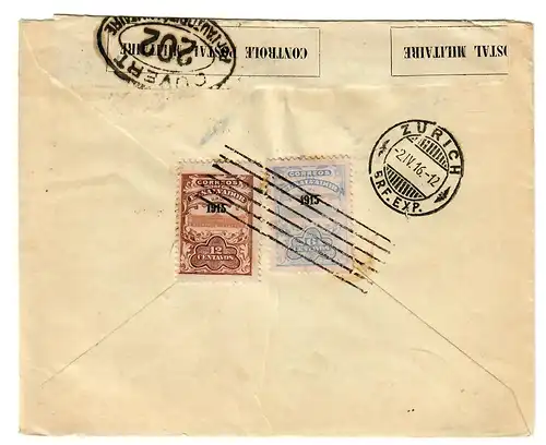 El Salvador: 1916 nach Zürich, Öffnung Militär-Zensur