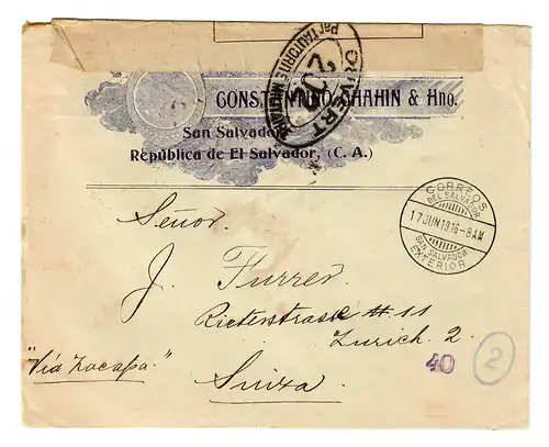 Salvador: à Zurich, ouverture de la censure militaire 1916