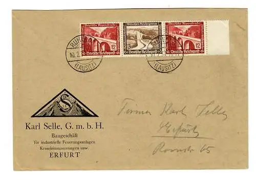 Brief von Leuna mit Zusammendruck, nach Erfurt, 1937