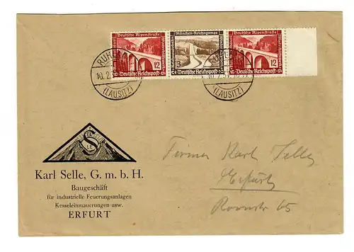 Lettre de Leuna avec impression, d'après Erfurt, 1937