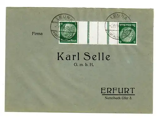 Lettre de Leuna avec impression, d'après Erfurt, 1934