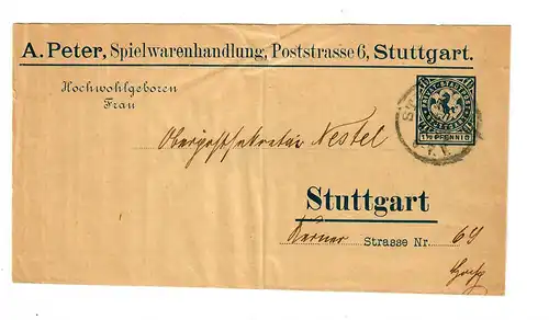Stadtpost Stuttgart Spielwarenhandlung 1898