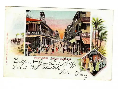 Deutsche Seepost Ligne principale Est-Africaine 1903 vers Hambourg, AK Port-Said