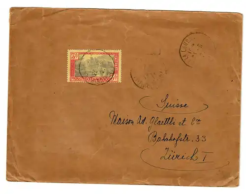 Lettre de Monaco à Zurich, 1927