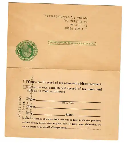 Etats-Unis: toute l'affaire à Prague, Carte de réponse au Golf Club Greenwich Conne