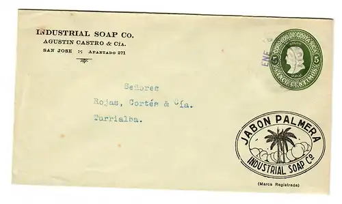 Brief von San José nach Turrialba, Industrial Soap, 1934