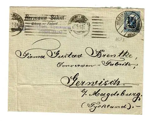 Brief aus Wiborg, Helsinki nach Magdeburg, 