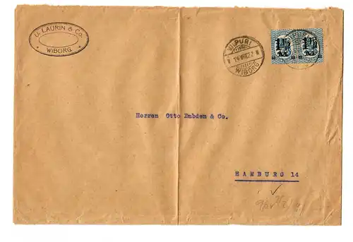 Brief aus Wiborg, 1922 nach Hamburg